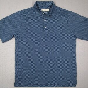 Donald Ross Mens Large Blue Geometric Print Performance Golf Polo Shirt L